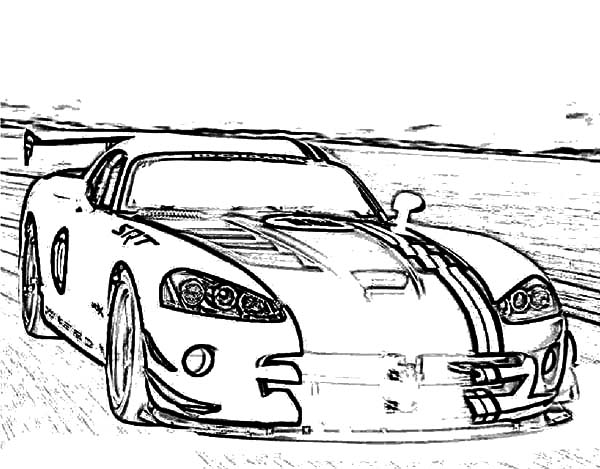 Dodge Cars, : Racing Car Dodge Viper SRT10 ACR X Coloring Pages